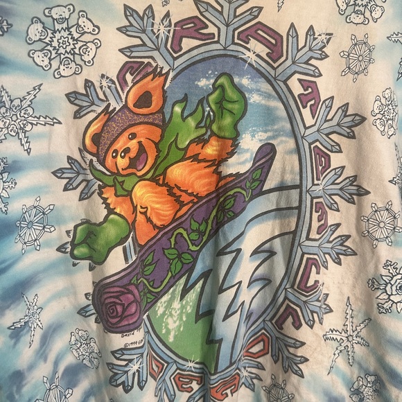 1994 Grateful Dead Liquid Blue Vintage Tie-Dye Long Sleeve Shirt - Bear - Picture 4 of 7